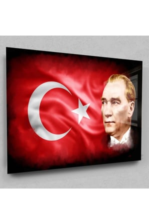 Atatürk Cam Tablo - Türk Bayrağı Cam Tablo - Atatürk Tablo - Türk Bayrağı Tablo- Cam Duvar Dekor