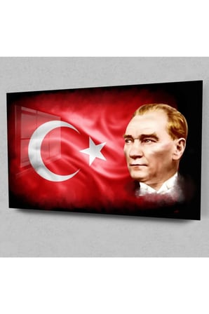 Atatürk Cam Tablo - Türk Bayrağı Cam Tablo - Atatürk Tablo - Türk Bayrağı Tablo- Cam Duvar Dekor