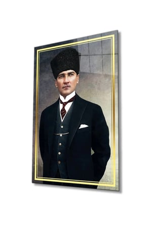 Mustafa Kemal Atatürk Portresi Cam Tablo, Darbelere Dayanıklı Kırılmaz Temperli