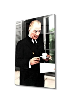 Mustafa Kemal Atatürk Portresi Cam Tablo, Darbelere Dayanıklı Kırılmaz Temperli