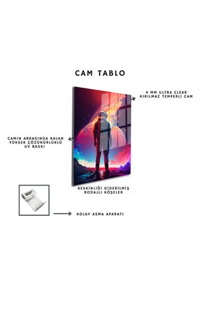 Space/Uzay Yapay Zeka Özel Tasarım Cam Tablo Ofis, Mutfak Çocuk Odası, Salon 110