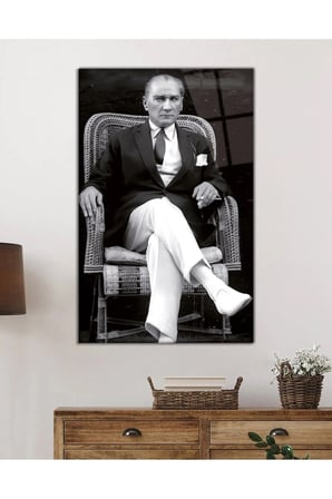Mustafa Kemal Atatürk Portresi Cam Tablo, Darbelere Dayanıklı Kırılmaz Temperli