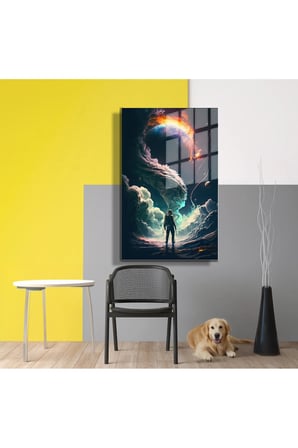 Space/Uzay Yapay Zeka Özel Tasarım Cam Tablo Ofis, Mutfak Çocuk Odası, Salon 114