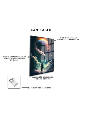 Space/Uzay Yapay Zeka Özel Tasarım Cam Tablo Ofis, Mutfak Çocuk Odası, Salon 114