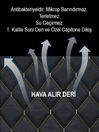 Jaguar S-Type 2li Koltuk Minderi Terletmez Deri Siyah Beyaz