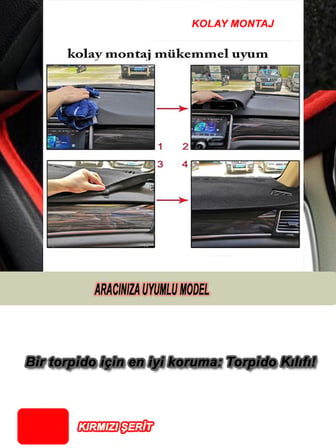 Mercedes - Benz Sprınter (2006-2014) 3d Torpido Koruma Kılıfı - Ön Göğüs Kaplama - Kırmızı Şerit