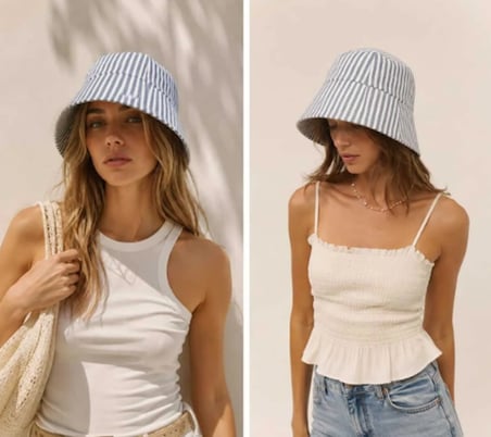 Betty Bands Kadın Çizgili Docker Şapka Marin Tarz Balıkçı Bere Mavi Beyaz Sailor Beanie