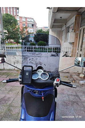 MOTOCAM Piaggio Beverly 250 Siperlik Ön Cam 2005 2007 Model 53cm Açıkfüme Renkli 4mm UZUN CAM