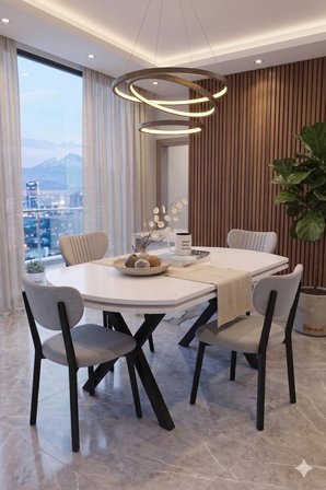 Nova Serisi Modern Yemek Masası Takımı - 4 Kişilik Salon & Mutfak Seti - Renk Seçenekli