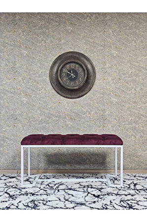 Beyaz Boyalı - L - Ayaklı 100 cm x 38 cm Oturak - Bench - Makyaj Taburesi - Makyaj Oturak Bordo Renk 100 x 40 Boyut/Ebat