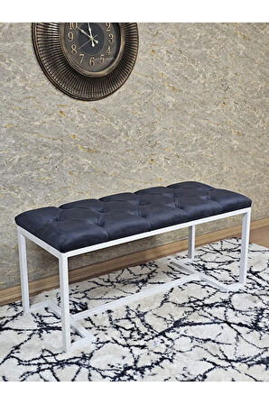 Beyaz Boyalı - L - Ayaklı 100 cm x 38 cm Oturak - Bench - Makyaj Taburesi - Makyaj Oturak Füme Renk 100 x 40 Boyut/Ebat