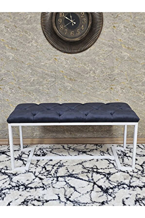 Beyaz Boyalı - L - Ayaklı 100 cm x 38 cm Oturak - Bench - Makyaj Taburesi - Makyaj Oturak Füme Renk 100 x 40 Boyut/Ebat