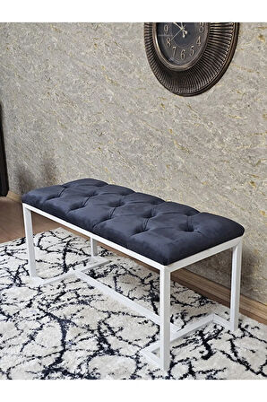 Beyaz Boyalı - L - Ayaklı 100 cm x 38 cm Oturak - Bench - Makyaj Taburesi - Makyaj Oturak Füme Renk 100 x 40 Boyut/Ebat