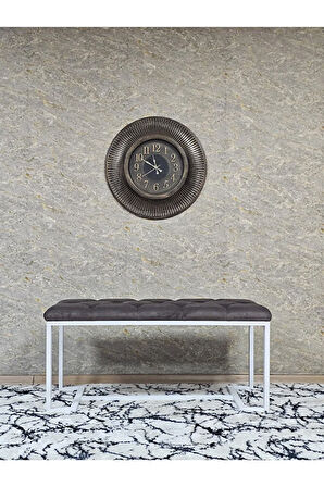 Beyaz Boyalı - L - Ayaklı 100 cm x 38 cm Oturak - Bench - Makyaj Taburesi - Makyaj Oturak Kahverengi Renk 100 x 40 Boyut/Ebat