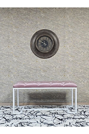 Beyaz Boyalı - L - Ayaklı 100 cm x 38 cm Oturak - Bench - Makyaj Taburesi - Makyaj Oturak Pembe Renk 100 x 40 Boyut/Ebat