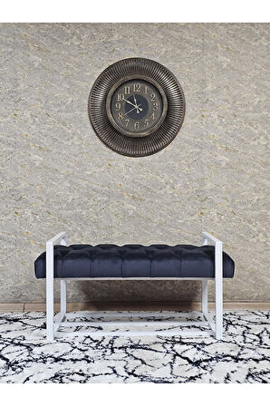 Beyaz Boyalı Metal 80 cm Puf Bench - Antre Puf - Hol Bench - Puf - Oturak - Bench Füme Renk 90 x 45 Boyut/Ebat