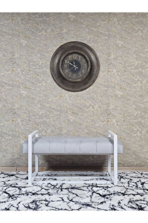 Beyaz Boyalı Metal 80 cm Puf Bench - Antre Puf - Hol Bench - Puf - Oturak - Bench Gri Renk 90 x 45 Boyut/Ebat