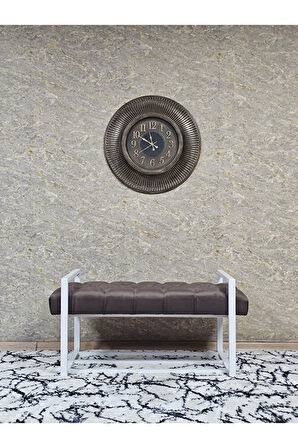 Beyaz Boyalı Metal 80 cm Puf Bench - Antre Puf - Hol Bench - Puf - Oturak - Bench Kahverengi Renk 90 x 45 Boyut/Ebat