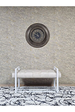 Beyaz Boyalı Metal 80 cm Puf Bench - Antre Puf - Hol Bench - Puf - Oturak - Bench Krem Renk 90 x 45 Boyut/Ebat