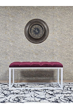 Beyaz Boyalı Diktörtgen 100 cm x 40 cm Oturak Puf - Bench - Makyaj Oturağı - Oturak Bordo Renk 100 x 40 Boyut/Ebat