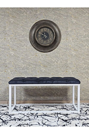 Beyaz Boyalı Diktörtgen 100 cm x 40 cm Oturak Puf - Bench - Makyaj Oturağı - Oturak Füme Renk 100 x 40 Boyut/Ebat