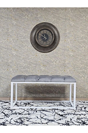 Beyaz Boyalı Diktörtgen 100 cm x 40 cm Oturak Puf - Bench - Makyaj Oturağı - Oturak Gri Renk 100 x 40 Boyut/Ebat