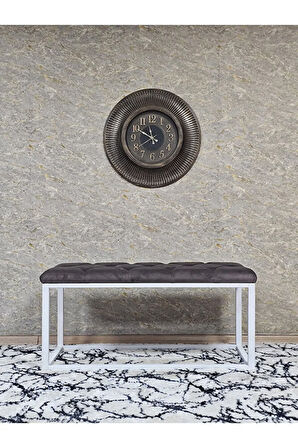 Beyaz Boyalı Diktörtgen 100 cm x 40 cm Oturak Puf - Bench - Makyaj Oturağı - Oturak Kahverengi Renk 100 x 40 Boyut/Ebat