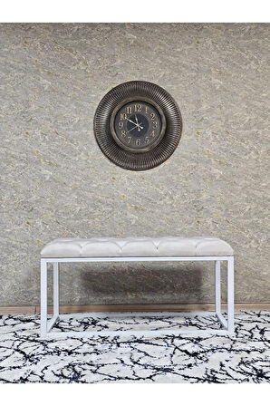 Beyaz Boyalı Diktörtgen 100 cm x 40 cm Oturak Puf - Bench - Makyaj Oturağı - Oturak Krem Renk 100 x 40 Boyut/Ebat