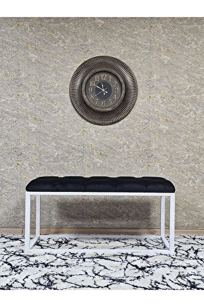 Beyaz Boyalı Diktörtgen 100 cm x 40 cm Oturak Puf - Bench - Makyaj Oturağı - Oturak Siyah Renk 100 x 40 Boyut/Ebat