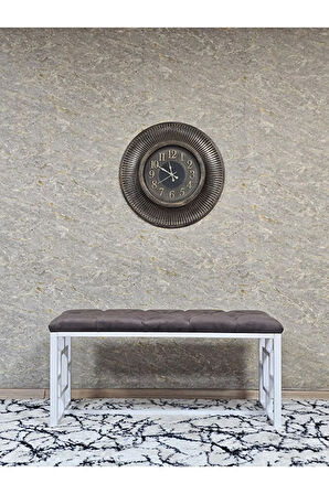 Beyaz Boyalı İçi Kareli Diktörtgen 100 cm x 40 cm Oturak Puf - Bench - Makyaj Oturağı - Oturak Kahverengi Renk 100 x 40 Boyut/Ebat