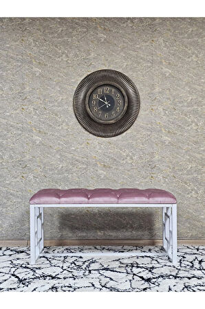 Beyaz Boyalı İçi Kareli Diktörtgen 100 cm x 40 cm Oturak Puf - Bench - Makyaj Oturağı - Oturak Pembe Renk 100 x 40 Boyut/Ebat