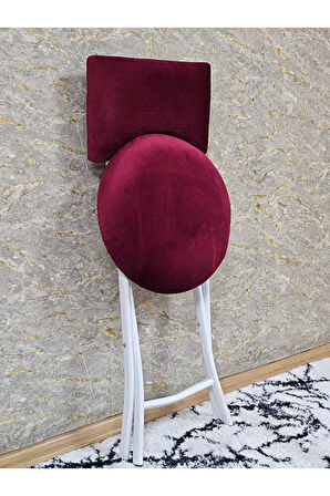 Beyaz Boyalı Katlanır Tabure - Kamp Sandalyesi - Sandalye - Mutfak Taburesi - Tabure Bordo Renk 36 x 80 Boyut/Ebat