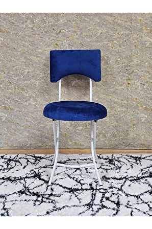 Beyaz Boyalı Katlanır Tabure - Kamp Sandalyesi - Sandalye - Mutfak Taburesi - Tabure Mavi Renk 36 x 80 Boyut/Ebat