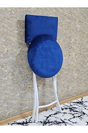 Beyaz Boyalı Katlanır Tabure - Kamp Sandalyesi - Sandalye - Mutfak Taburesi - Tabure Mavi Renk 36 x 80 Boyut/Ebat