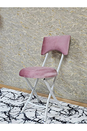 Beyaz Boyalı Katlanır Tabure - Kamp Sandalyesi - Sandalye - Mutfak Taburesi - Tabure Pembe Renk 36 x 80 Boyut/Ebat