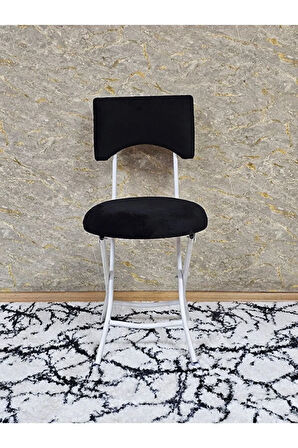 Beyaz Boyalı Katlanır Tabure - Kamp Sandalyesi - Sandalye - Mutfak Taburesi - Tabure Siyah Renk 36 x 80 Boyut/Ebat