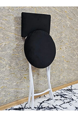 Beyaz Boyalı Katlanır Tabure - Kamp Sandalyesi - Sandalye - Mutfak Taburesi - Tabure Siyah Renk 36 x 80 Boyut/Ebat