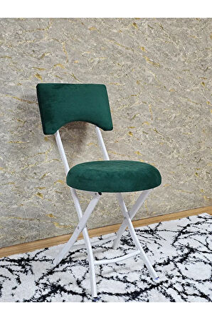 Beyaz Boyalı Katlanır Tabure - Kamp Sandalyesi - Sandalye - Mutfak Taburesi - Tabure Yeşil Renk 36 x 80 Boyut/Ebat