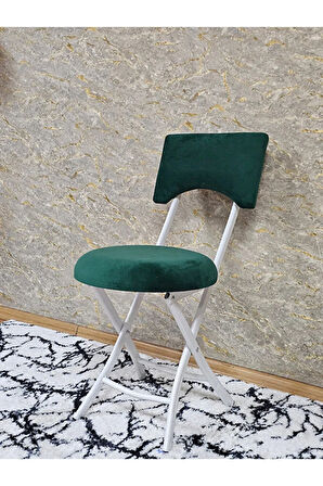 Beyaz Boyalı Katlanır Tabure - Kamp Sandalyesi - Sandalye - Mutfak Taburesi - Tabure Yeşil Renk 36 x 80 Boyut/Ebat