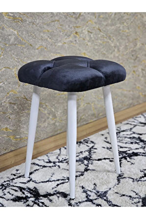 Kare Beyaz Boyalı Konik Ayaklı Tabure - Oturak - Bar Taburesi - Ayaklı Tabure Füme Renk 33 x 48 Boyut/Ebat