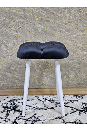 Kare Beyaz Boyalı Konik Ayaklı Tabure - Oturak - Bar Taburesi - Ayaklı Tabure Füme Renk 33 x 48 Boyut/Ebat