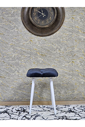 Kare Beyaz Boyalı Konik Ayaklı Tabure - Oturak - Bar Taburesi - Ayaklı Tabure Füme Renk 33 x 48 Boyut/Ebat