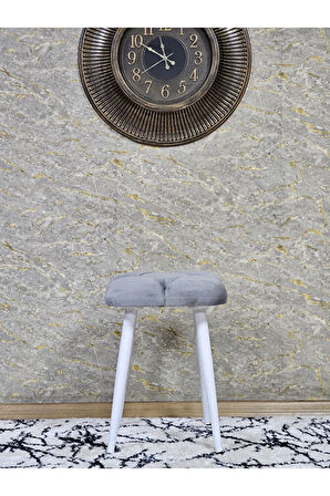 Kare Beyaz Boyalı Konik Ayaklı Tabure - Oturak - Bar Taburesi - Ayaklı Tabure Gri Renk 33 x 48 Boyut/Ebat