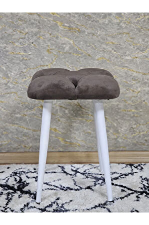 Kare Beyaz Boyalı Konik Ayaklı Tabure - Oturak - Bar Taburesi - Ayaklı Tabure Kahverengi Renk 33 x 48 Boyut/Ebat