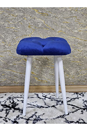 Kare Beyaz Boyalı Konik Ayaklı Tabure - Oturak - Bar Taburesi - Ayaklı Tabure Mavi Renk 33 x 48 Boyut/Ebat