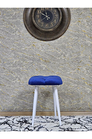 Kare Beyaz Boyalı Konik Ayaklı Tabure - Oturak - Bar Taburesi - Ayaklı Tabure Mavi Renk 33 x 48 Boyut/Ebat