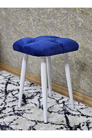 Kare Beyaz Boyalı Konik Ayaklı Tabure - Oturak - Bar Taburesi - Ayaklı Tabure Mavi Renk 33 x 48 Boyut/Ebat