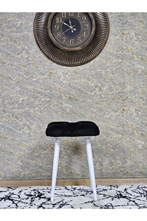 Kare Beyaz Boyalı Konik Ayaklı Tabure - Oturak - Bar Taburesi - Ayaklı Tabure Siyah Renk 33 x 48 Boyut/Ebat