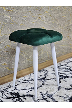 Kare Beyaz Boyalı Konik Ayaklı Tabure - Oturak - Bar Taburesi - Ayaklı Tabure Yeşil Renk 33 x 48 Boyut/Ebat