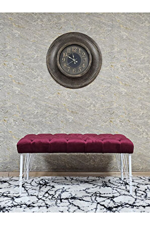 Beyaz Boyalı Tel Ayaklı 90 cm Puf Bench - Puf - Bench - Kasalı Oturak - Oturak - Yatak Ucu Puf Bordo Renk 90 x 41 Boyut/Ebat